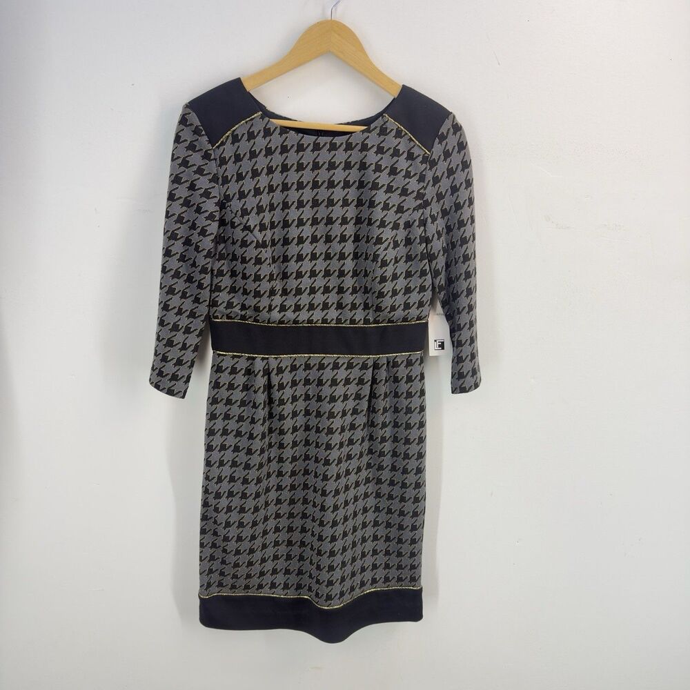 MEW -VTG 80s 90s Leslie Fay Women  Dress Size 8 Black Gold - Picture 10 of 16